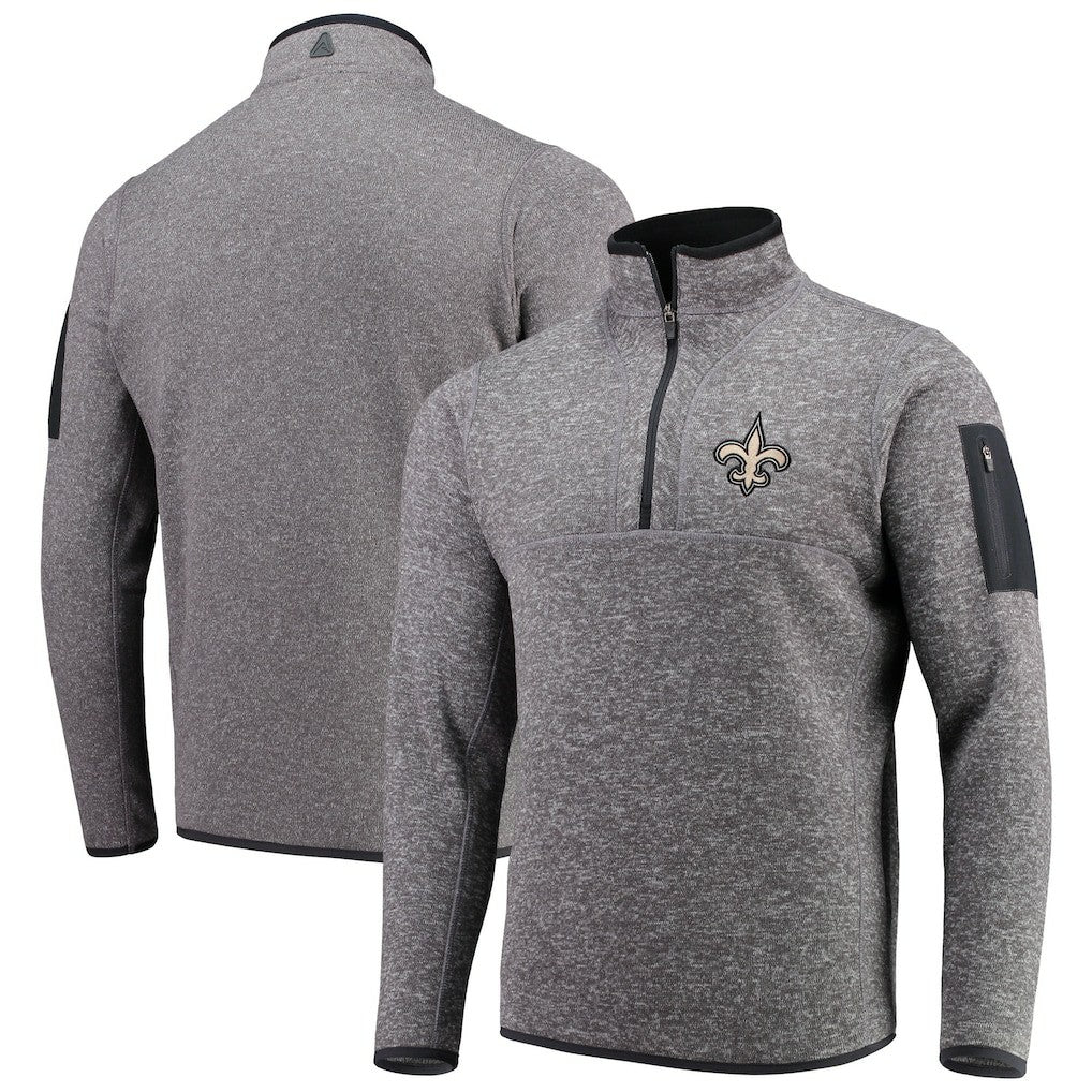 Antigua Fortune Quarter-Zip Pullover Jacket - New Orleans Saints Pullover