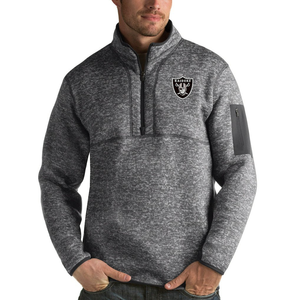 Antigua Fortune Quarter-Zip Pullover Jacket - Las Vegas Raiders Pullover