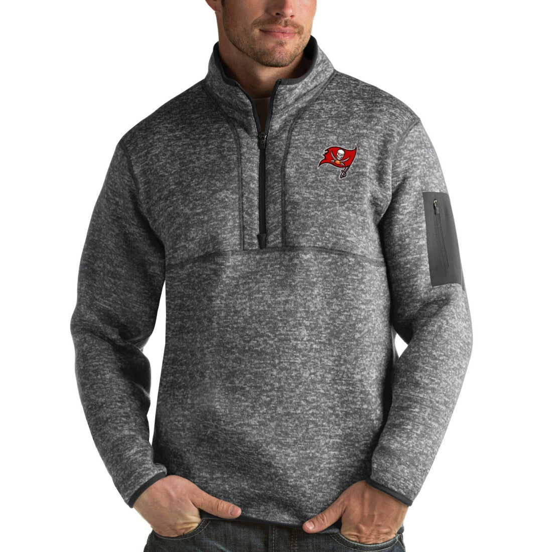 Antigua Fortune Quarter-Zip Pullover Jacket - Tampa Bay Buccaneers Pullover