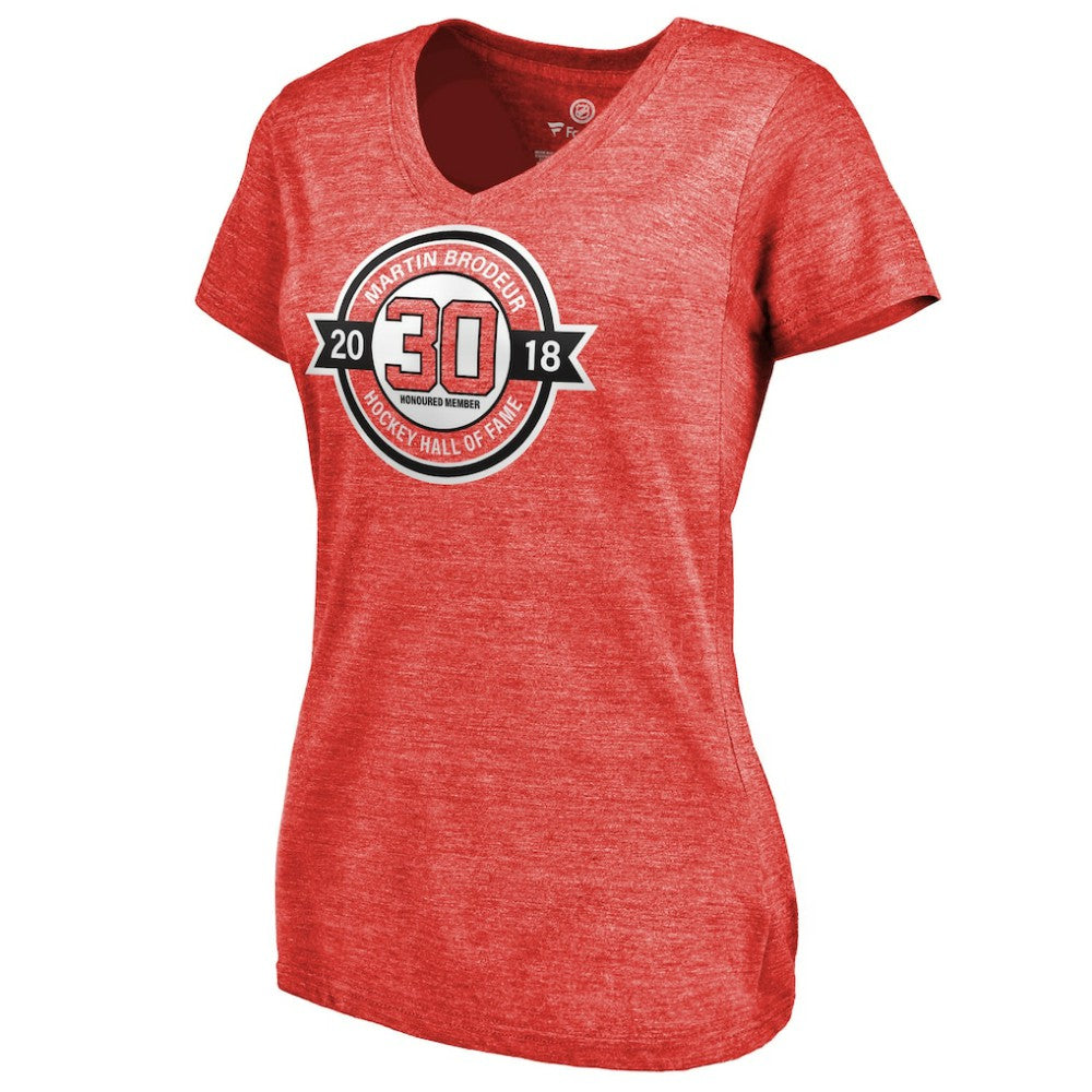 NHL Martin Brodeur New Jersey Devils Fanatics Women's Hall of Fame V-Neck Tri-Blend T-Shirt
