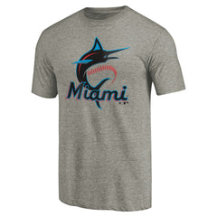 Gray Miami Marlins Primary Logo T-Shirt