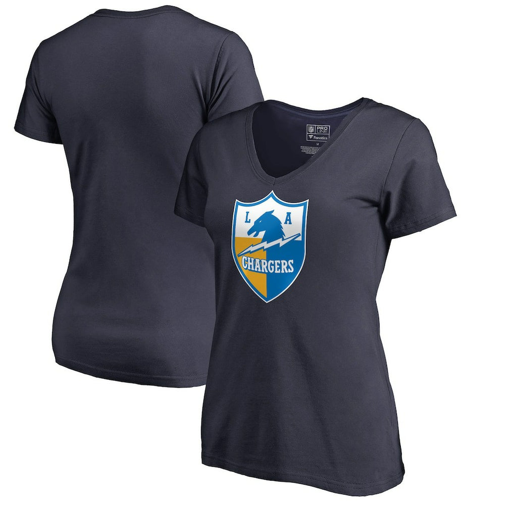 Women's Retro Shield Logo V-Neck T-Shirt - Los Angeles Chargers T-shirts