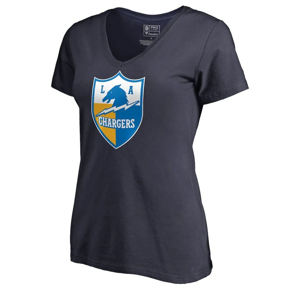 Women's Retro Shield Logo V-Neck T-Shirt - Los Angeles Chargers T-shirts