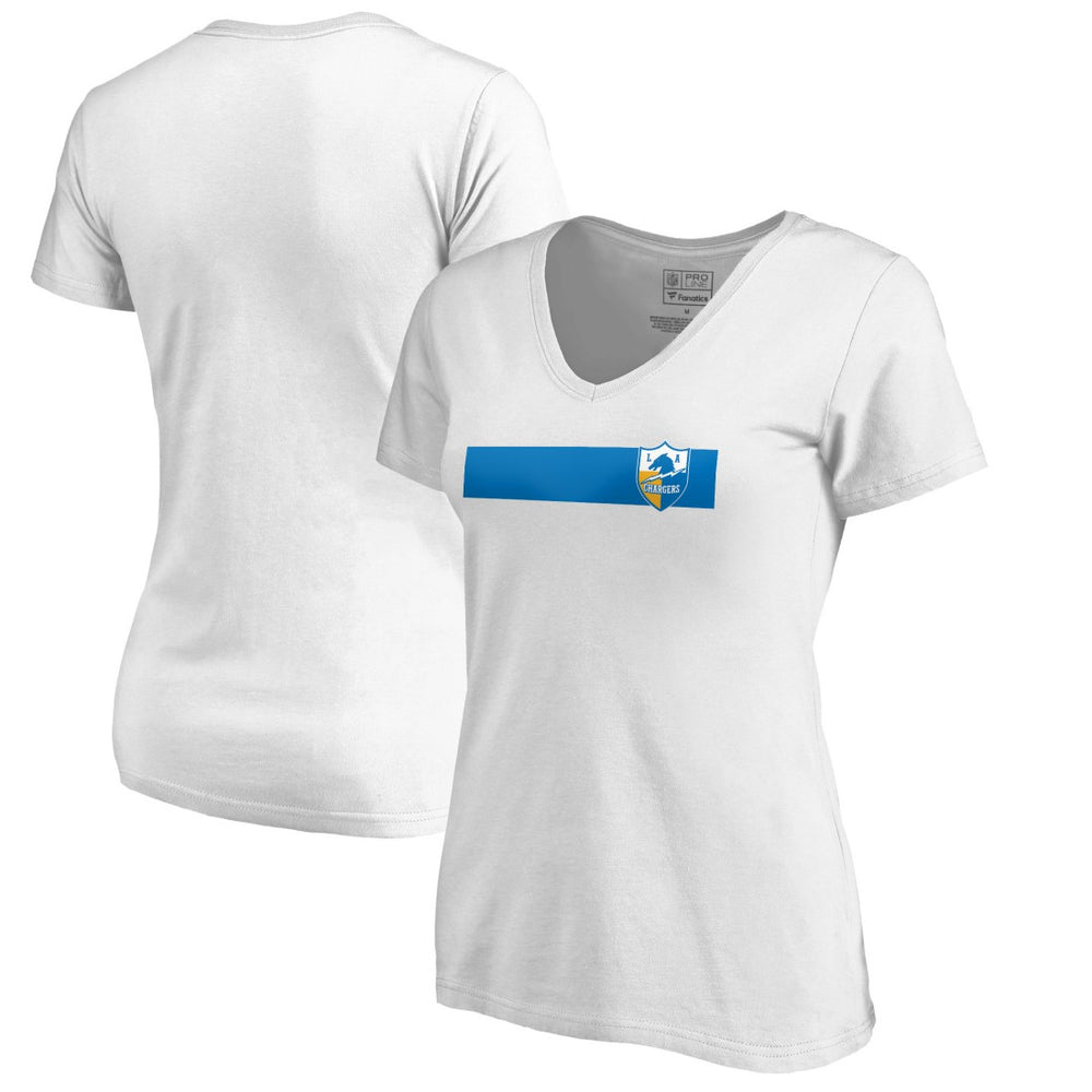 Women's Vintage Rugby Stripe V-Neck T-Shirt - Los Angeles Chargers T-shirts