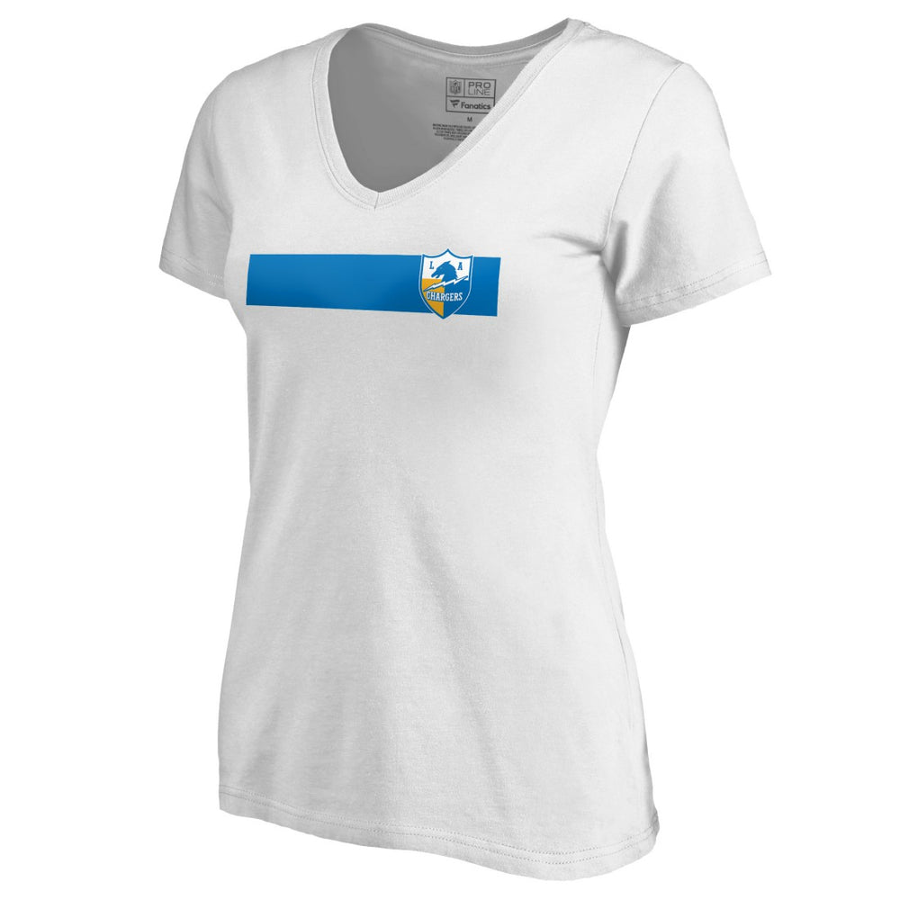 Women's Vintage Rugby Stripe V-Neck T-Shirt - Los Angeles Chargers T-shirts