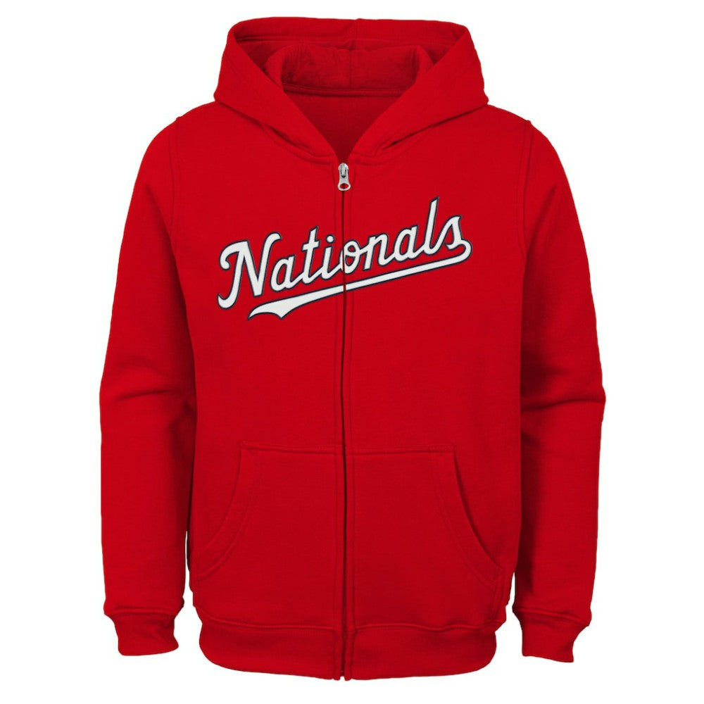 Red Washington Nationals Youth Team Color Wordmark Full-Zip Hoodie