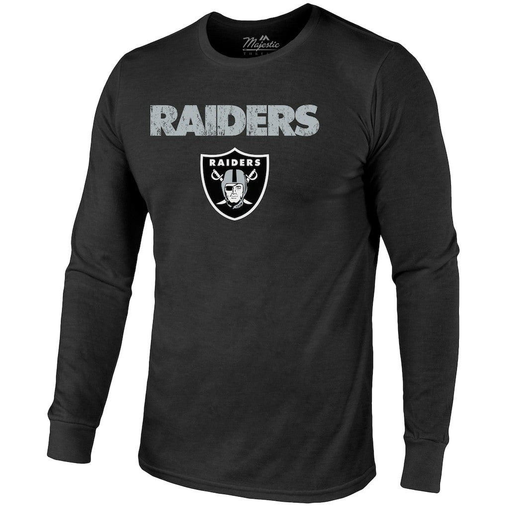 Majestic Threads Lockup Tri-Blend Long Sleeve T-Shirt - Las Vegas Raiders T-shirts