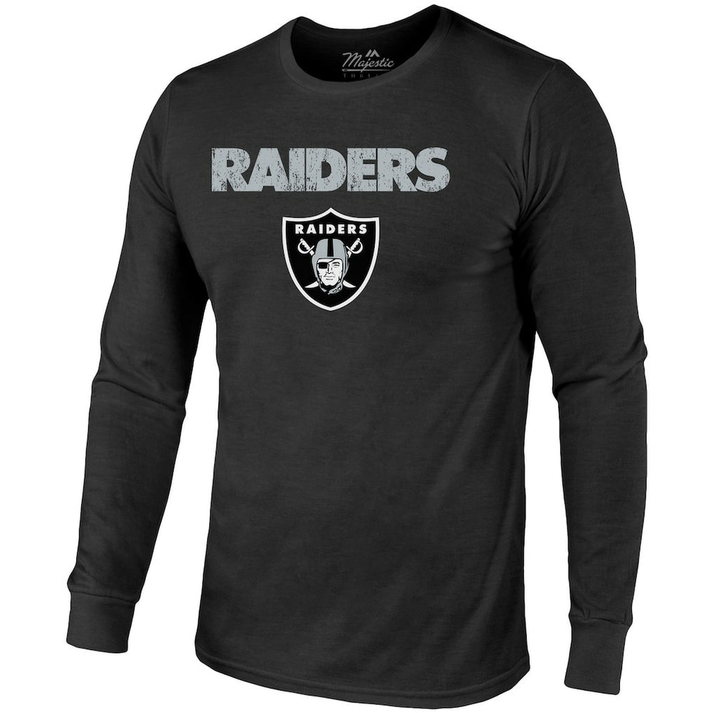 Majestic Threads Lockup Tri-Blend Long Sleeve T-Shirt - Las Vegas Raiders T-shirts