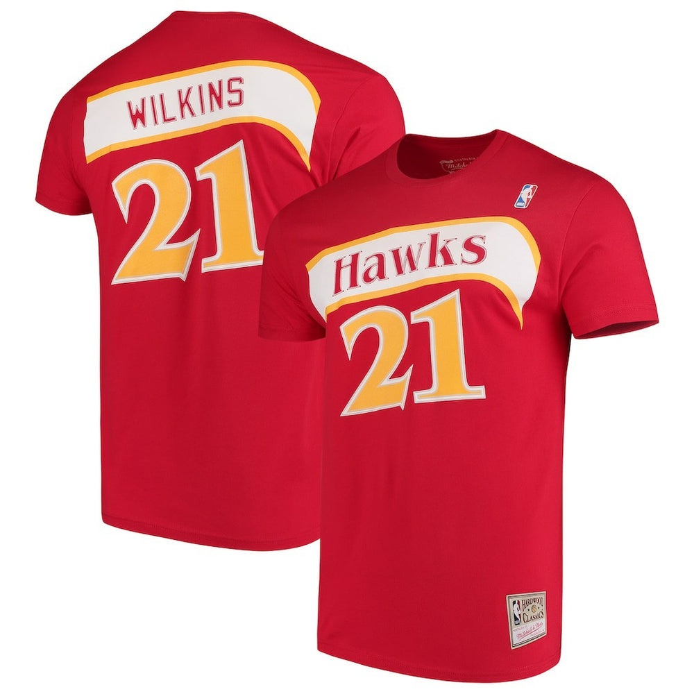 Mitchell & Ness Dominique Wilkins Atlanta Hawks Hardwood Classics Team Name & Number T-Shirt