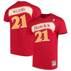 Mitchell & Ness Dominique Wilkins Atlanta Hawks Hardwood Classics Team Name & Number T-Shirt