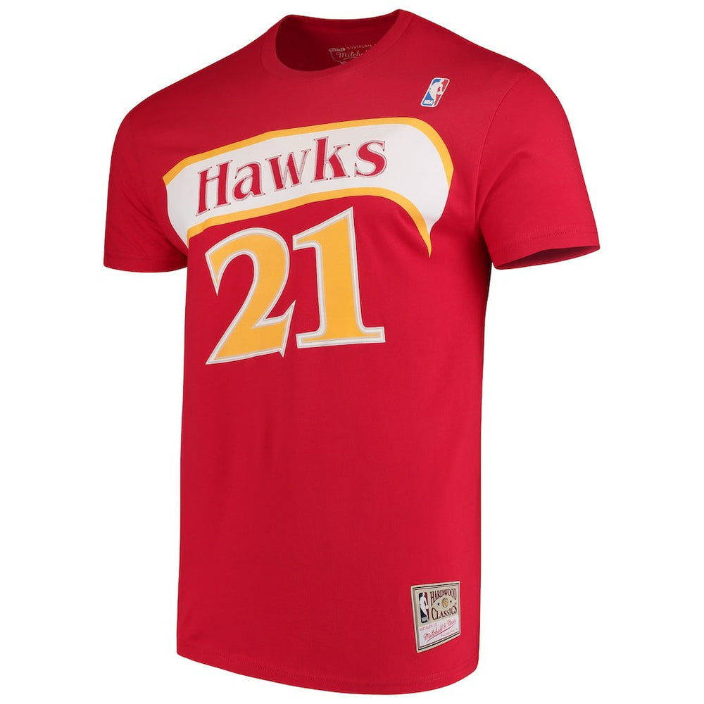 Mitchell & Ness Dominique Wilkins Atlanta Hawks Hardwood Classics Team Name & Number T-Shirt