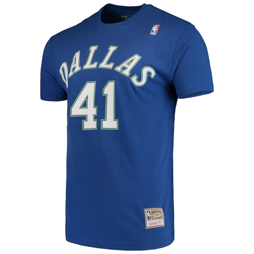 Mitchell & Ness Dirk Nowitzki Dallas Mavericks Hardwood Classics Team Name & Number T-Shirt sale