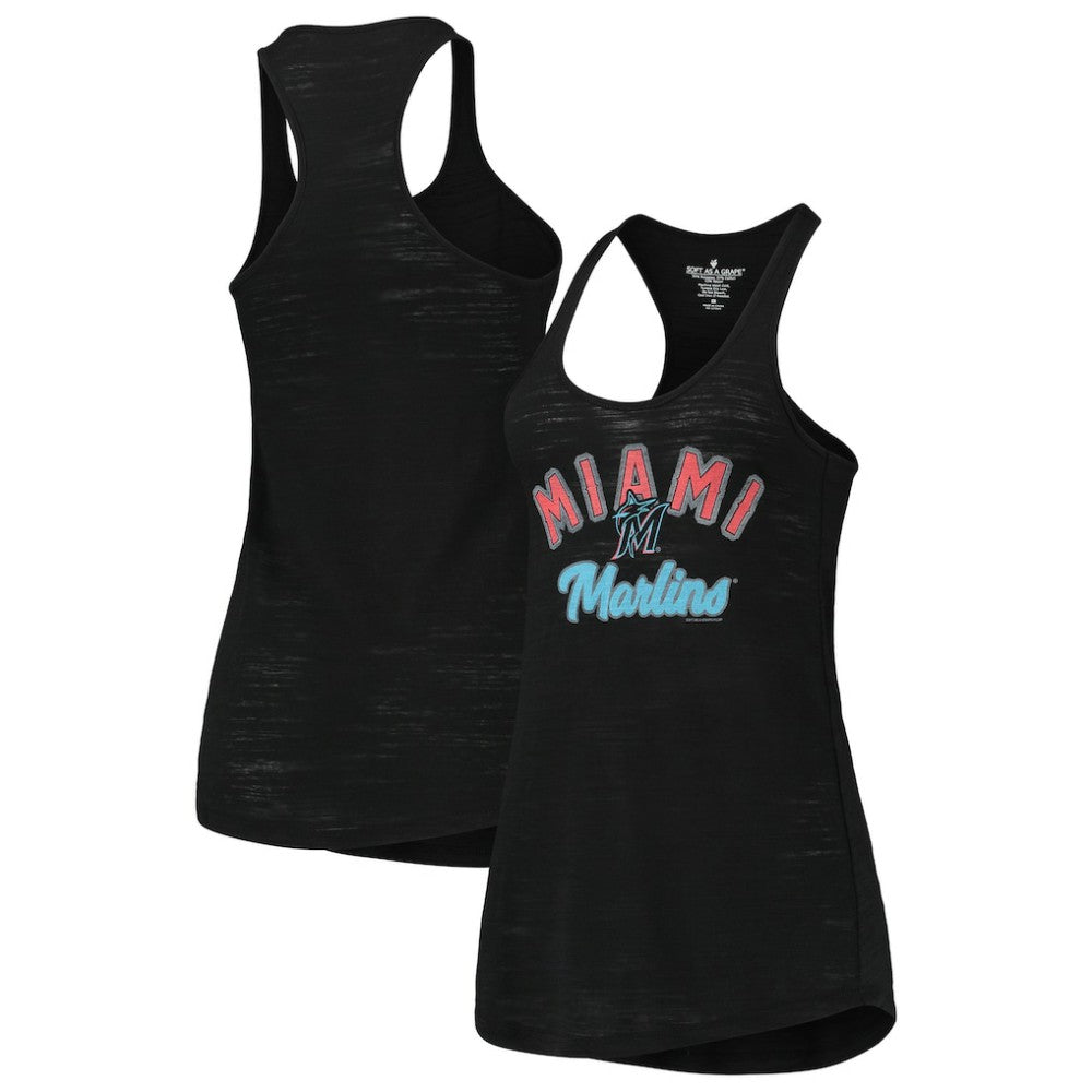 Black Miami Marlins Soft as a Grape Women's Multi-Count Tri-Blend Tank Top