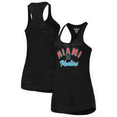 Black Miami Marlins Soft as a Grape Women's Multi-Count Tri-Blend Tank Top