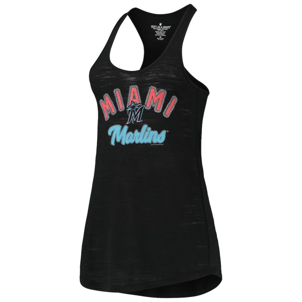Black Miami Marlins Soft as a Grape Women's Multi-Count Tri-Blend Tank Top