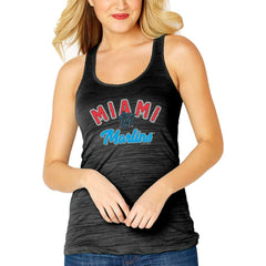 Black Miami Marlins Soft as a Grape Women's Multi-Count Tri-Blend Tank Top