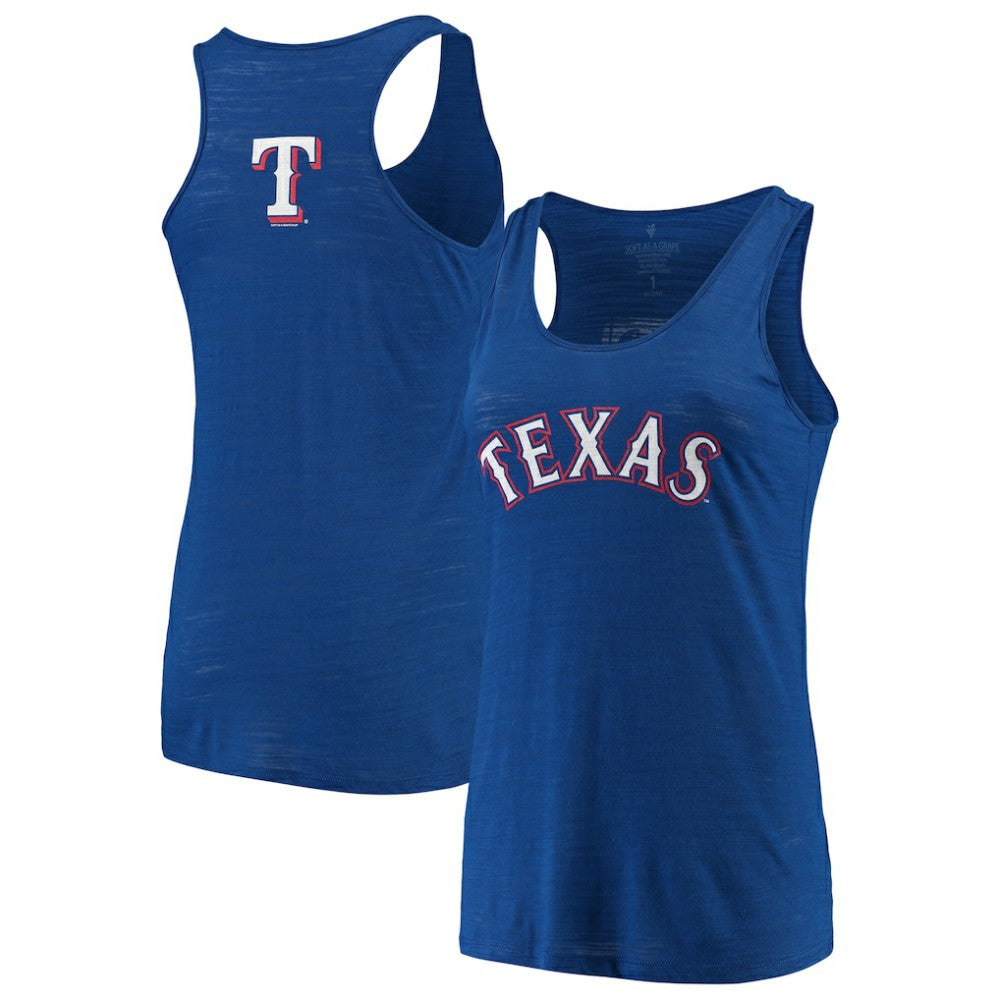 Royal Texas Rangers Soft as a Grape Women's Plus Size Swing for the Fences Racerback Tank Top