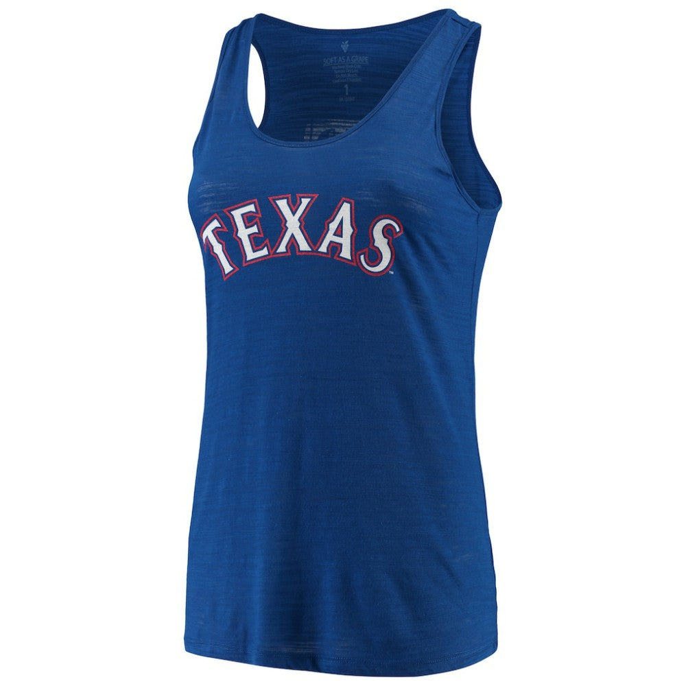 Royal Texas Rangers Soft as a Grape Women's Plus Size Swing for the Fences Racerback Tank Top