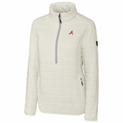 White Atlanta Braves Cutter & Buck Women's Rainier Half-Zip Popover Jacket