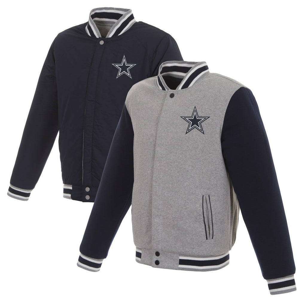JH Design Reversible Two Tone Fleece Jacket - Dallas Cowboys Jackets