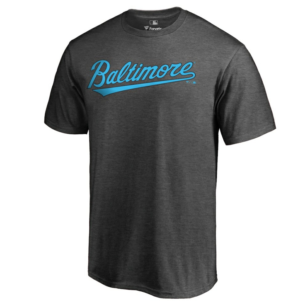 Heathered Charcoal Baltimore Orioles Blue Wordmark T-Shirt