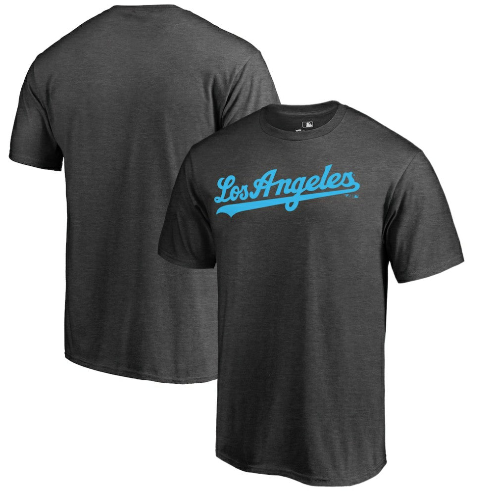 Heathered Charcoal Los Angeles Dodgers Blue Wordmark T-Shirt
