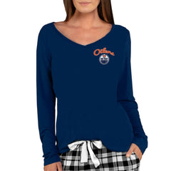 NHL Edmonton Oilers Concepts Sport Women's Marathon Knit Long Sleeve V-Neck Top