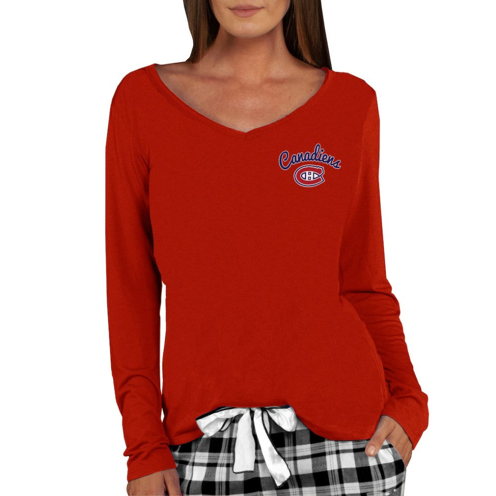 NHL Montreal Canadiens Concepts Sport Women's Marathon Knit Long Sleeve V-Neck Top