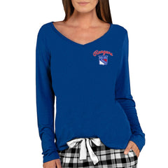 NHL New York Rangers Concepts Sport Women's Marathon Knit Long Sleeve V-Neck Top