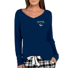 NHL Vancouver Canucks Concepts Sport Women's Marathon Knit Long Sleeve V-Neck Top