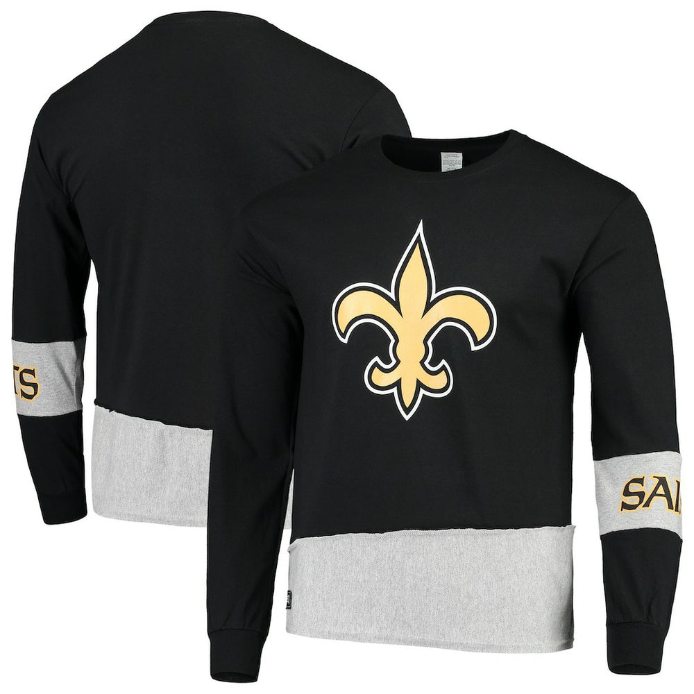 Refried Apparel Sustainable Upcycled Angle Long Sleeve T-Shirt - New Orleans Saints T-shirts
