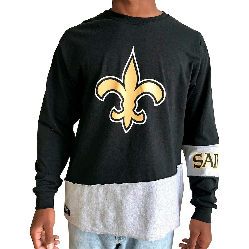 Refried Apparel Sustainable Upcycled Angle Long Sleeve T-Shirt - New Orleans Saints T-shirts