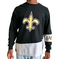 Refried Apparel Sustainable Upcycled Angle Long Sleeve T-Shirt - New Orleans Saints T-shirts