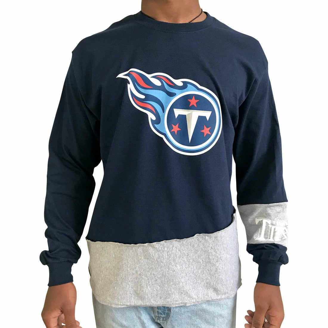 Refried Apparel Sustainable Upcycled Angle Long Sleeve T-Shirt - Tennessee Titans T-shirts