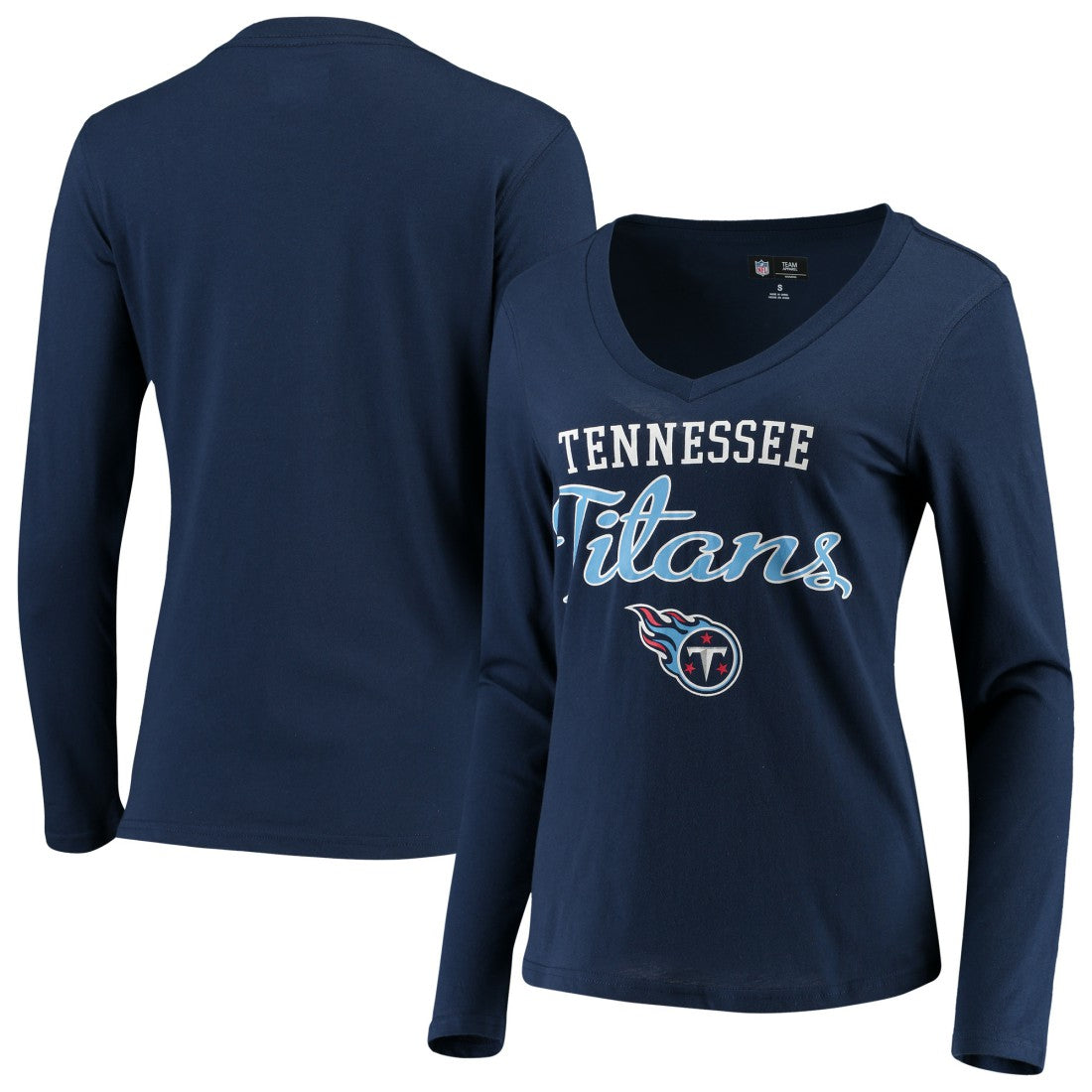 G-III 4Her by Carl Banks Women's Post Season Long Sleeve V-Neck T-Shirt - Tennessee Titans T-shirts