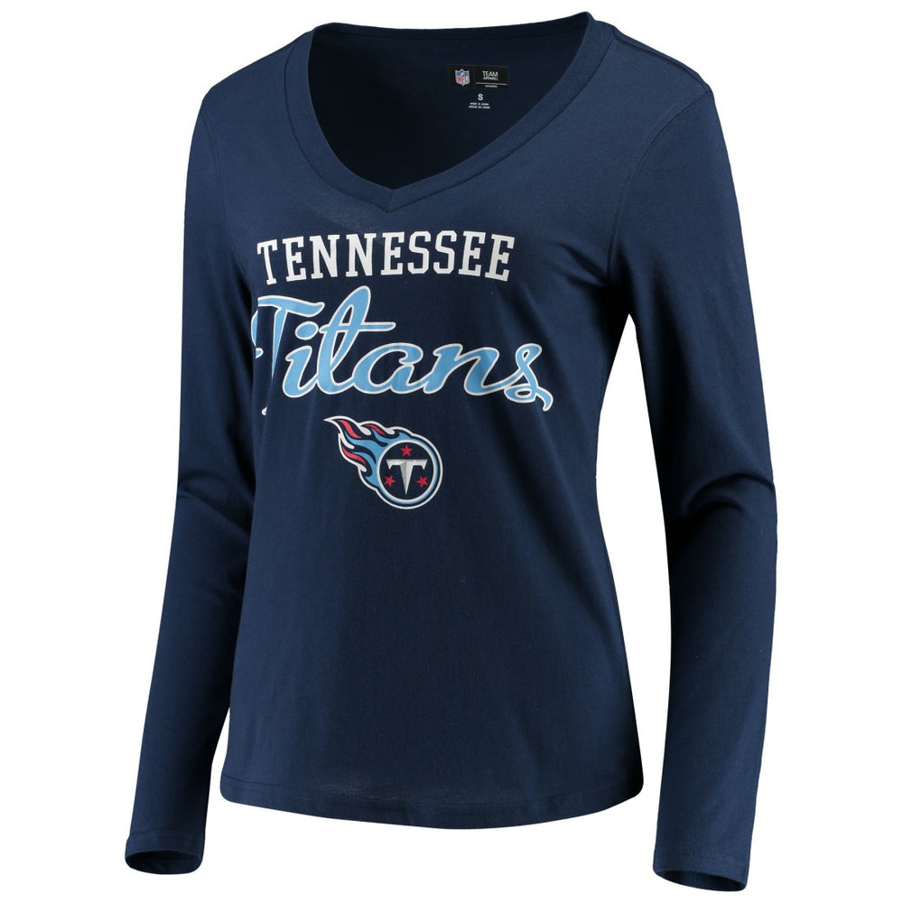 G-III 4Her by Carl Banks Women's Post Season Long Sleeve V-Neck T-Shirt - Tennessee Titans T-shirts