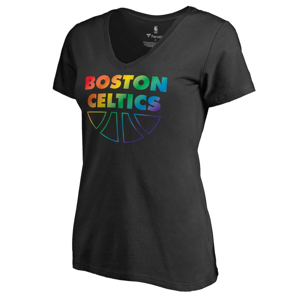 Boston Celtics Women's Team Pride Wordmark V-Neck T-Shirt