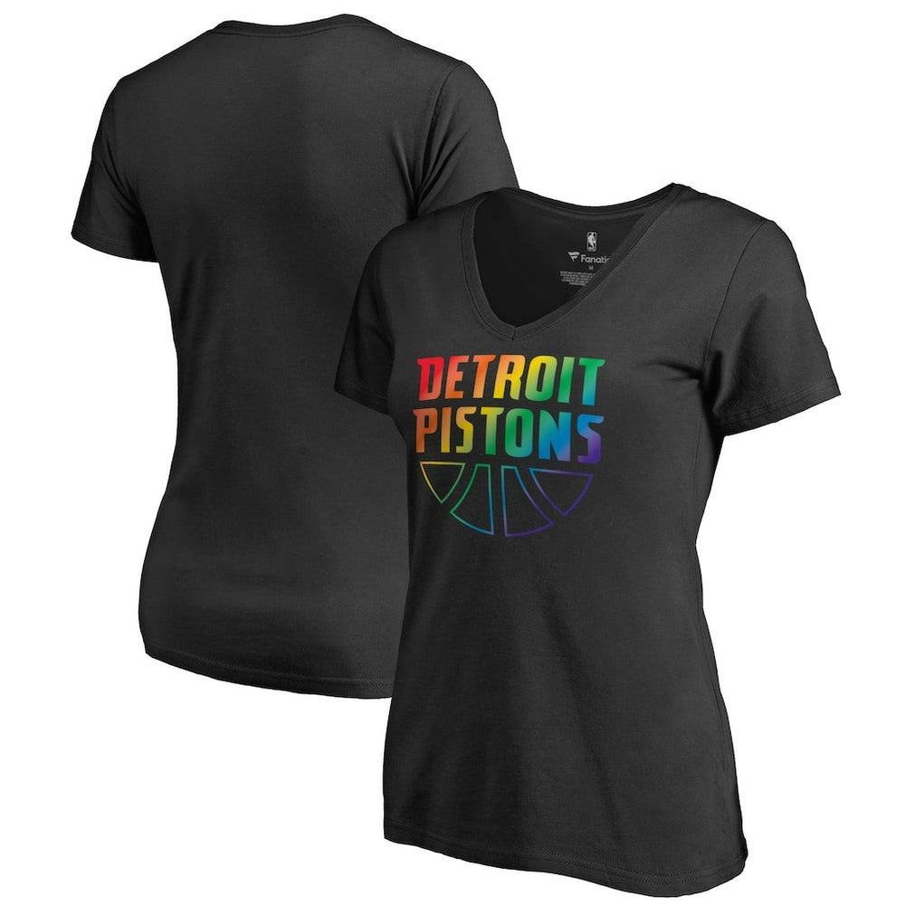 Detroit Pistons Women's Team Pride Wordmark V-Neck T-Shirt sale