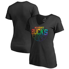Milwaukee Bucks Women's Team Pride Wordmark V-Neck T-Shirt