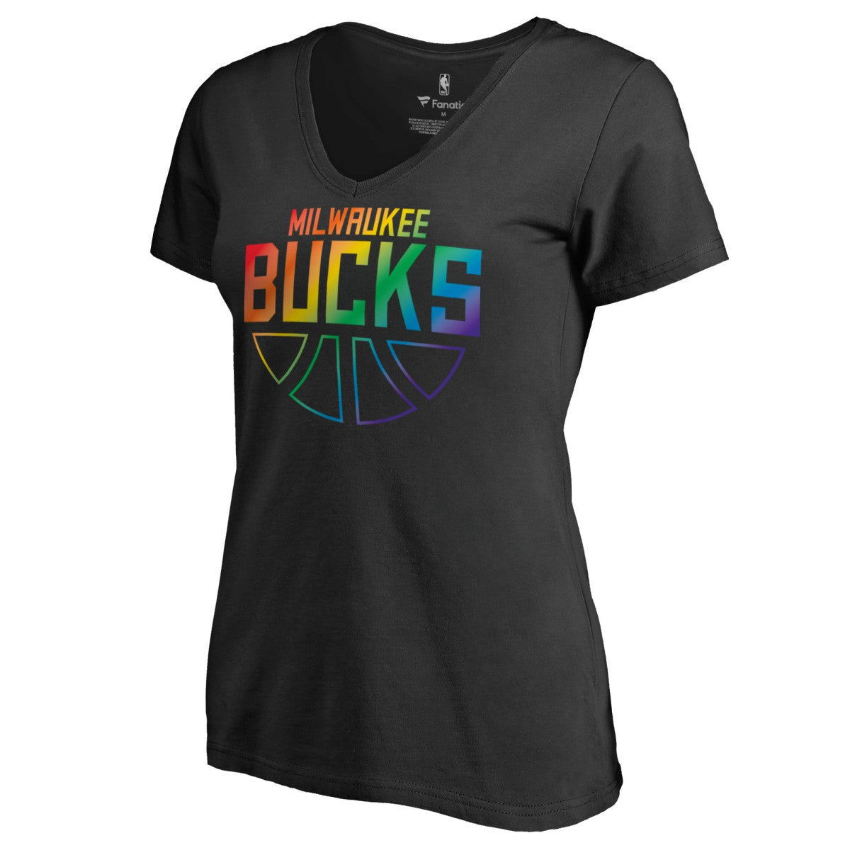 Milwaukee Bucks Women's Team Pride Wordmark V-Neck T-Shirt
