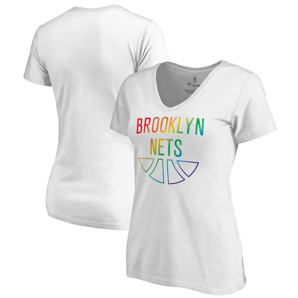 Brooklyn Nets Women's Team Pride Wordmark V-Neck T-Shirt