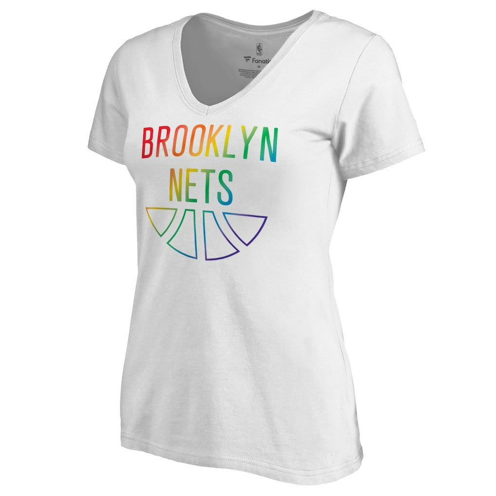 Brooklyn Nets Women's Team Pride Wordmark V-Neck T-Shirt