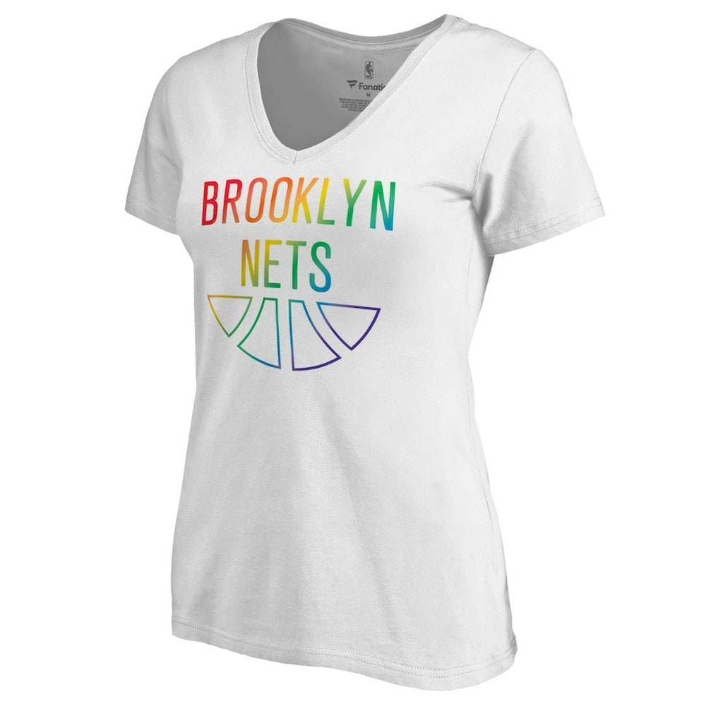 Brooklyn Nets Women's Team Pride Wordmark V-Neck T-Shirt