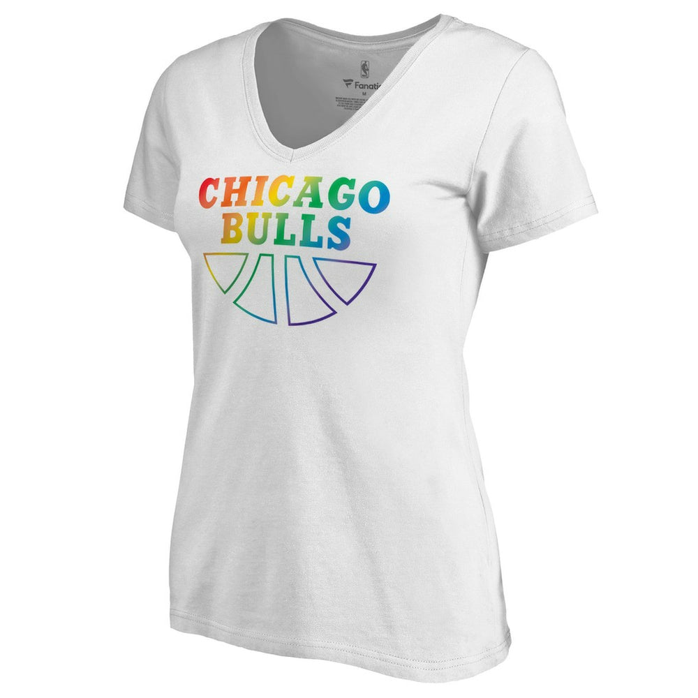 Chicago Bulls Women's Team Pride Wordmark V-Neck T-Shirt sale