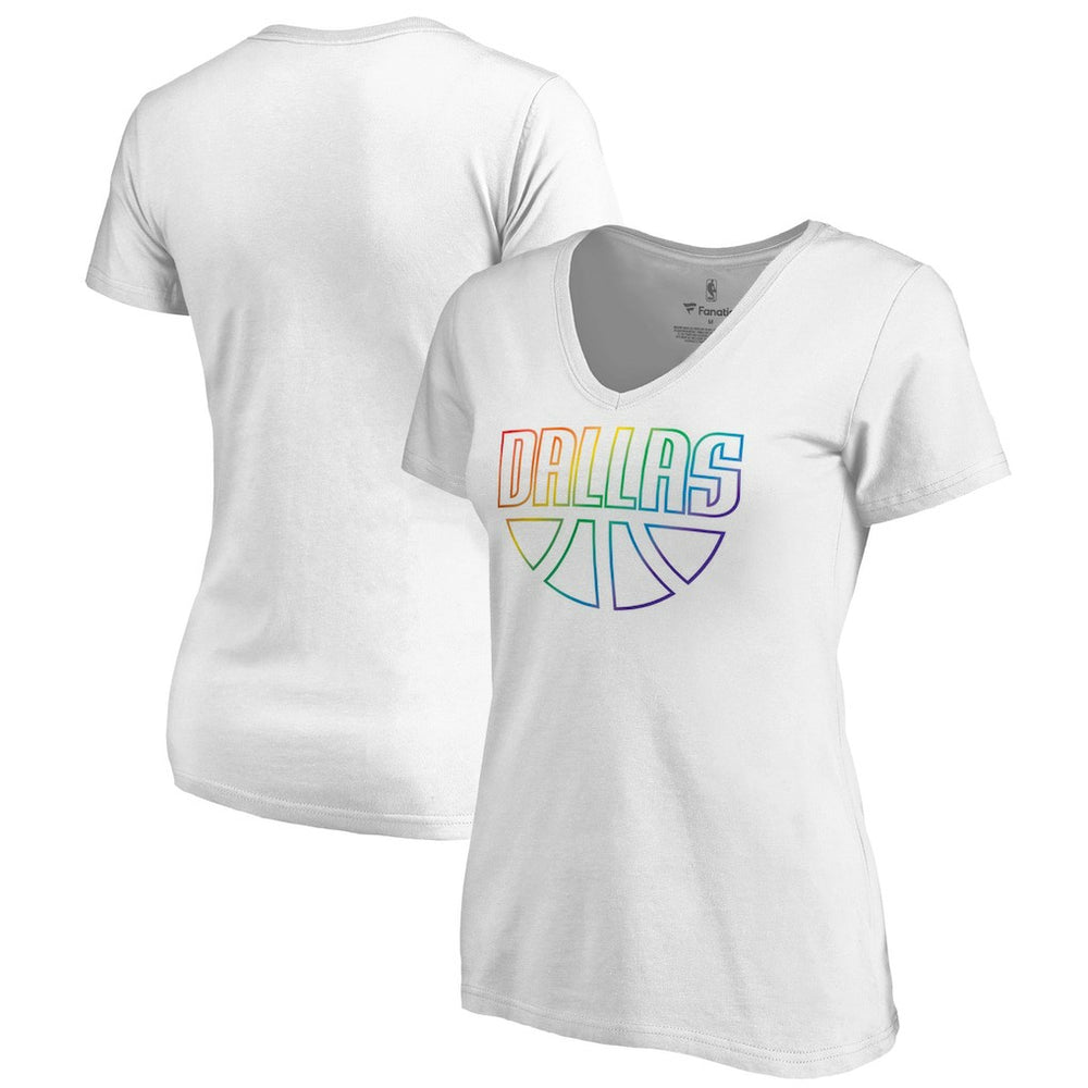 Dallas Mavericks Women's Team Pride Wordmark V-Neck T-Shirt sale