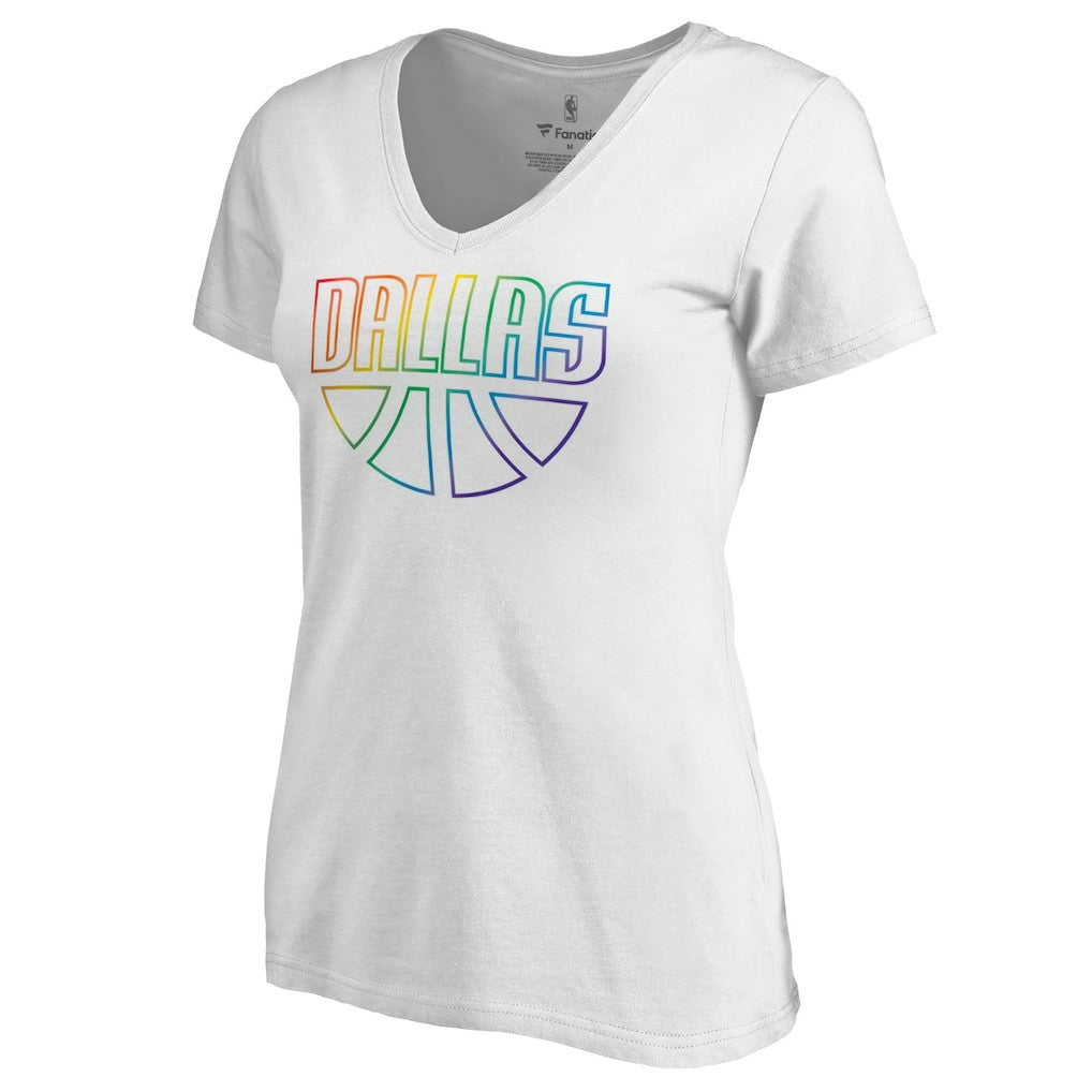Dallas Mavericks Women's Team Pride Wordmark V-Neck T-Shirt sale