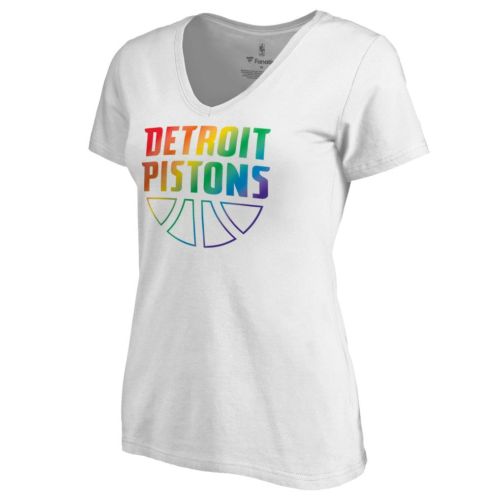 Detroit Pistons Women's Team Pride Wordmark V-Neck T-Shirt sale