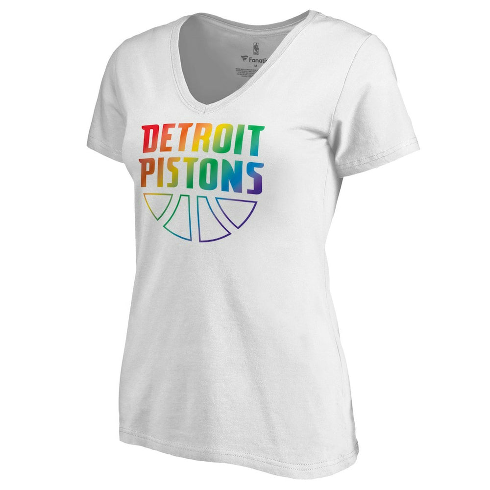 Detroit Pistons Women's Team Pride Wordmark V-Neck T-Shirt sale