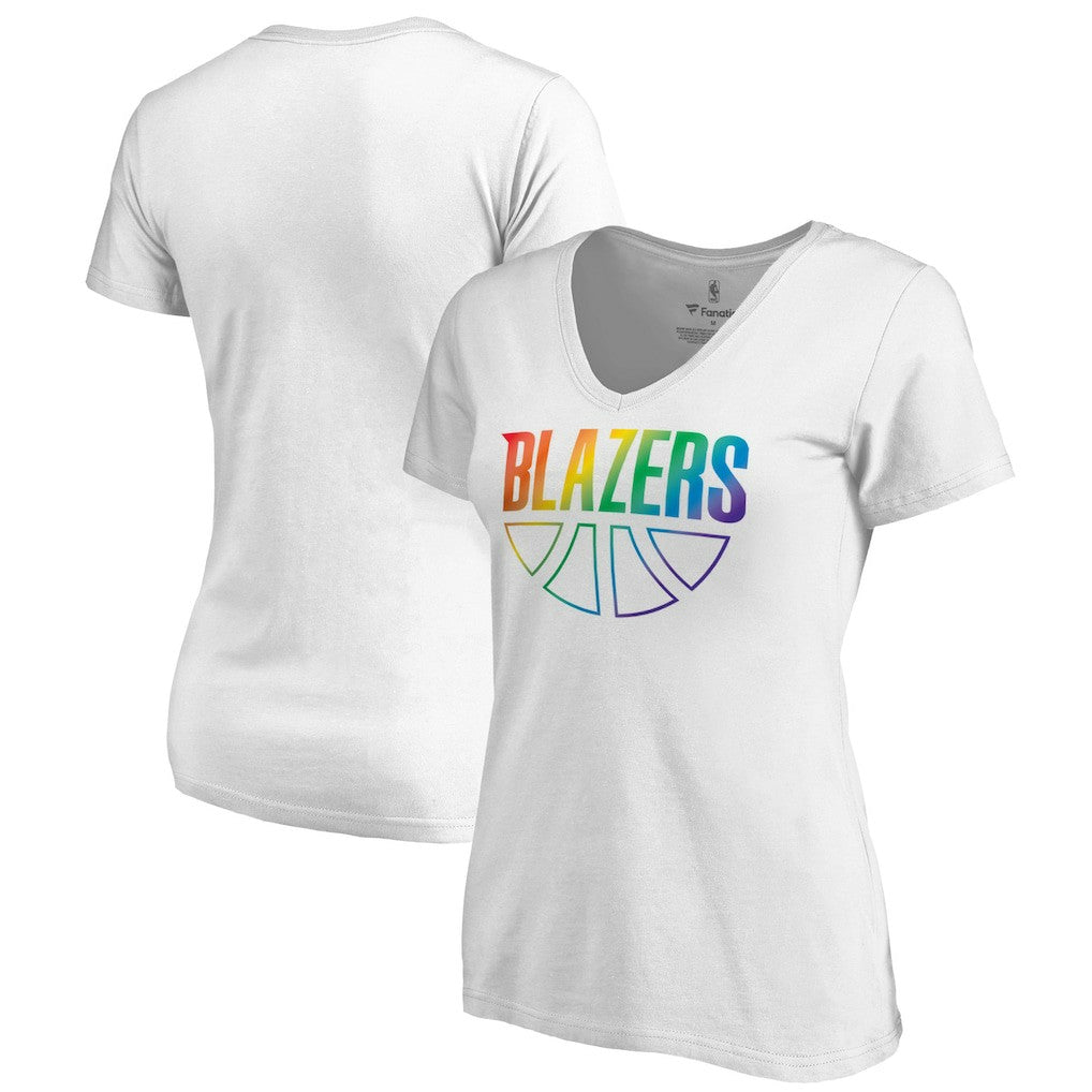 Portland Trail Blazers Women's Team Pride Wordmark V-Neck T-Shirt sale