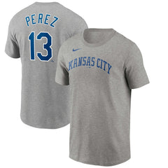 Gray Salvador Perez Kansas City Royals Nike Name & Number T-Shirt